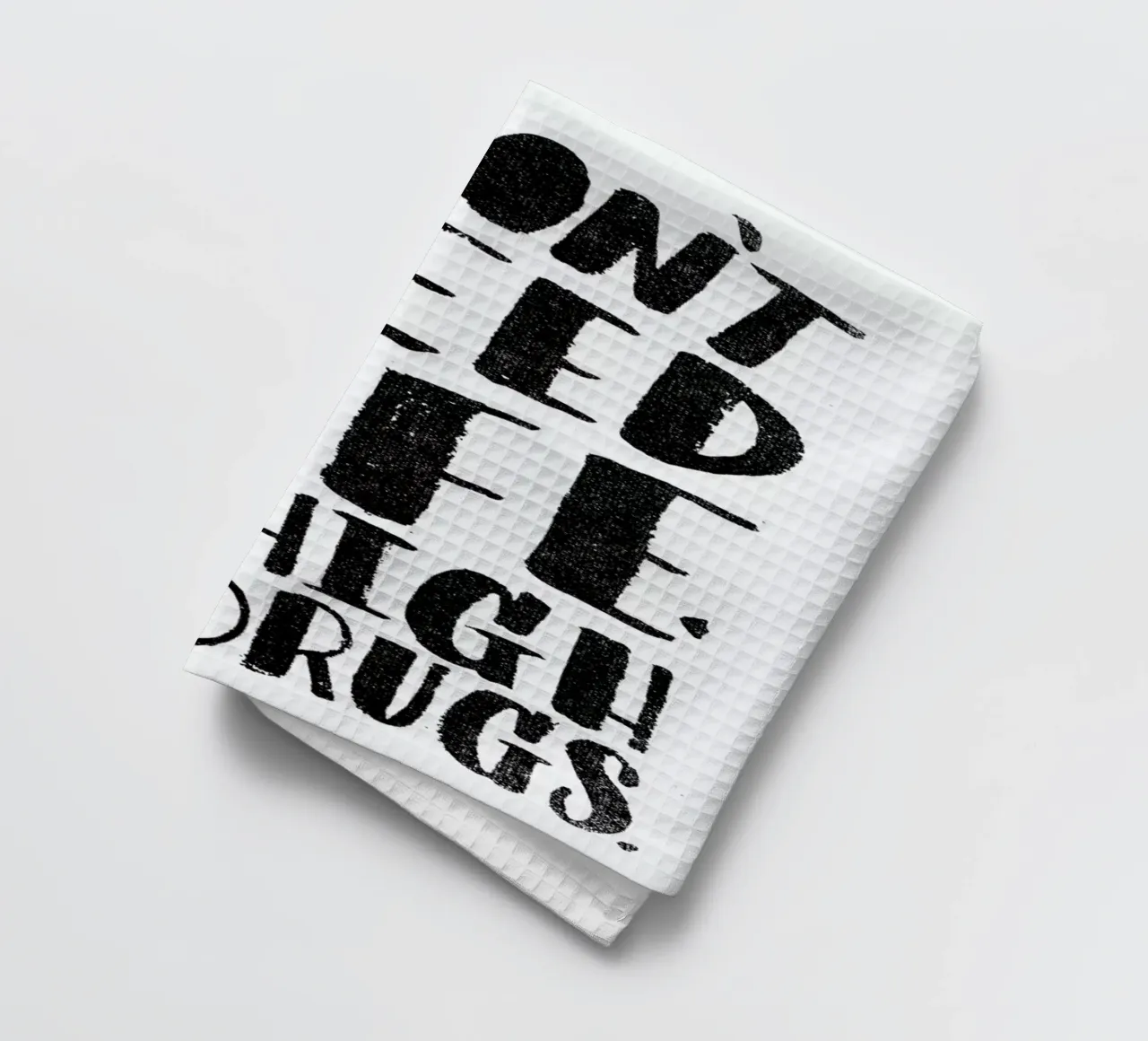 High On Drugs tea towel by Matthew Taylor Wilson
