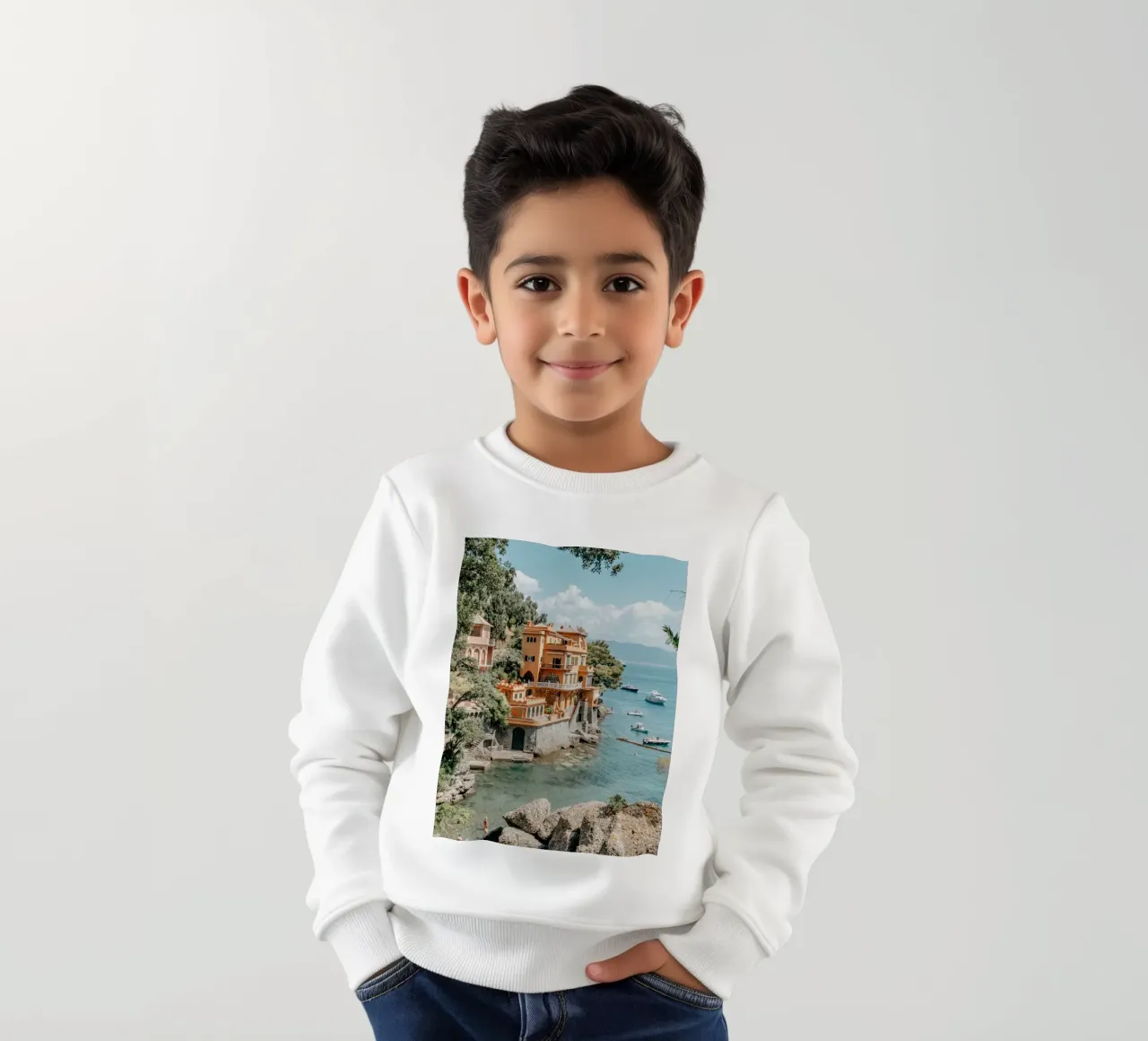 Italian Villa, La Dolce Vita, Travel Print, Lake Como kids sweatshirt by TheTravelClub