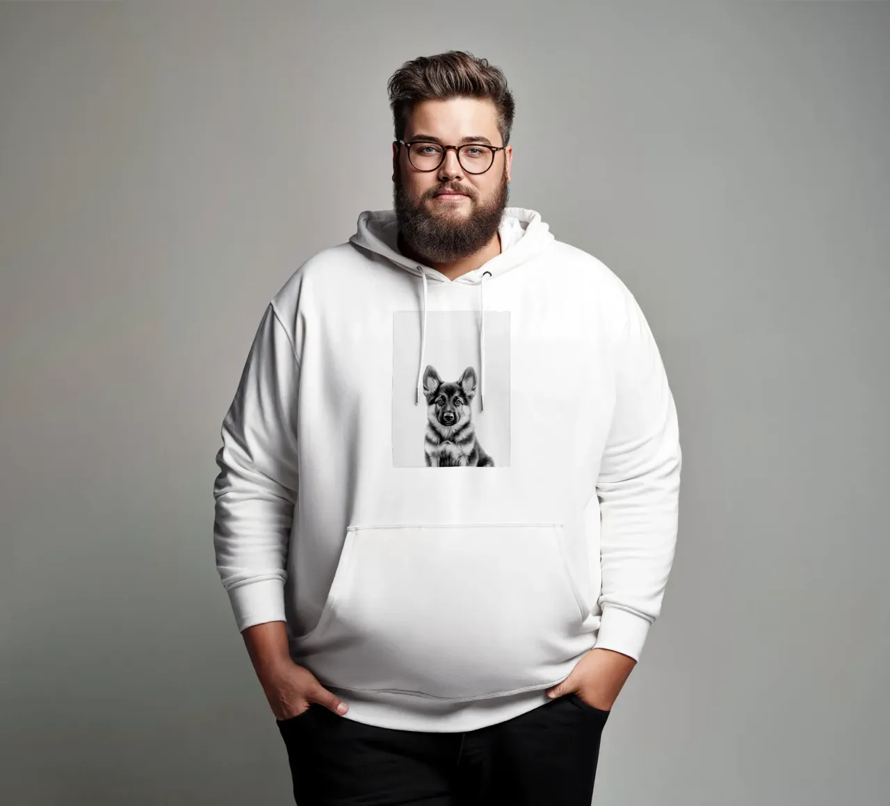 Felix cucciolo di pastore tedesco B&N felpa con cappuccio da Carinaprint