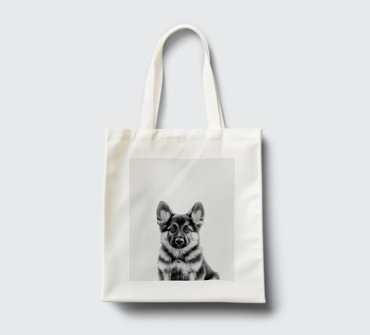 Felix cucciolo di pastore tedesco B&N borsa in juta da Carinaprint
