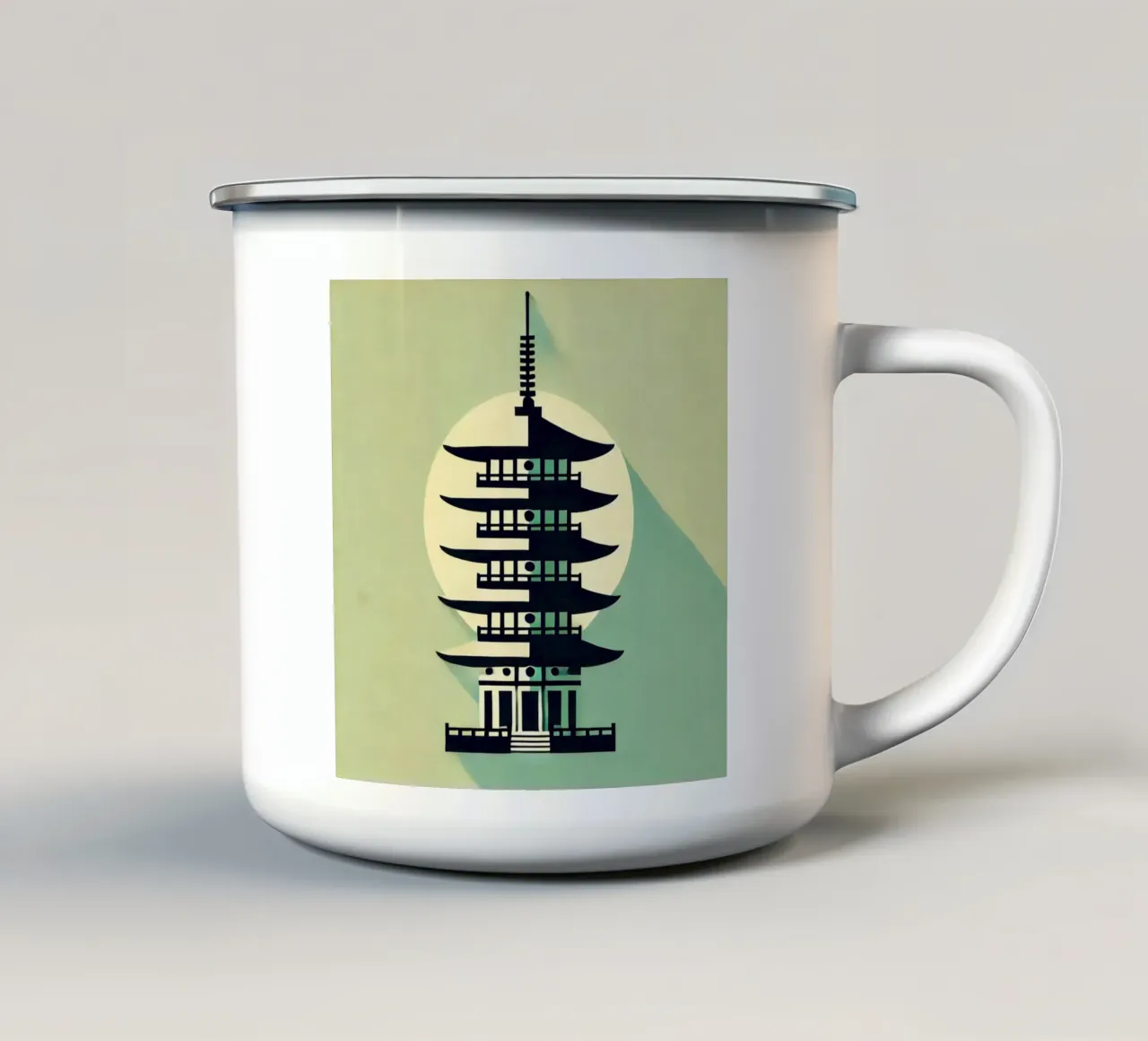 Pagoda - Stampa di poster d'epoca tazza in smalto da posterprints-by-nomad