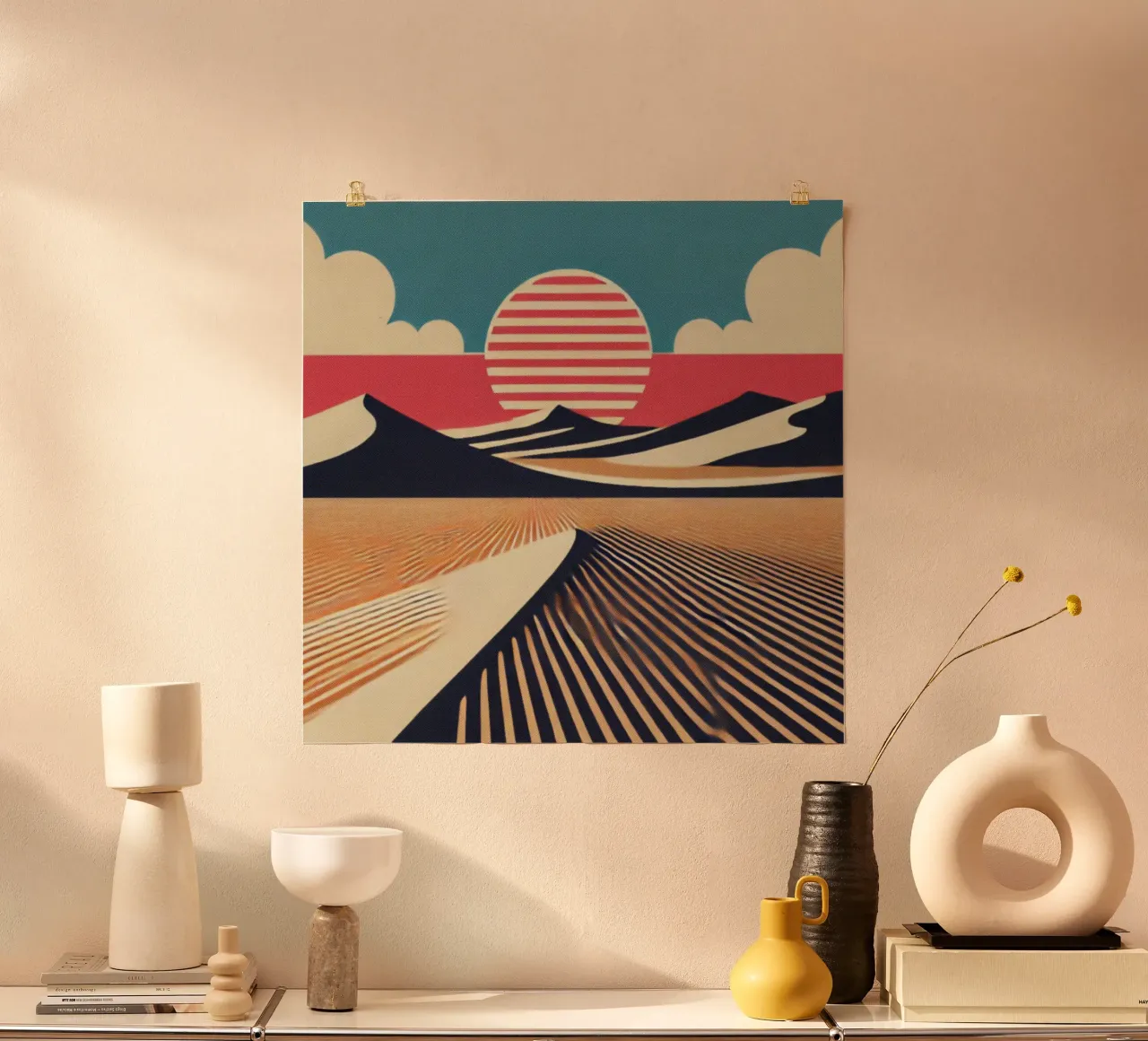 Tramonto nel deserto - Stampa poster d'epoca poster con telaio in alluminio da posterprints-by-nomad