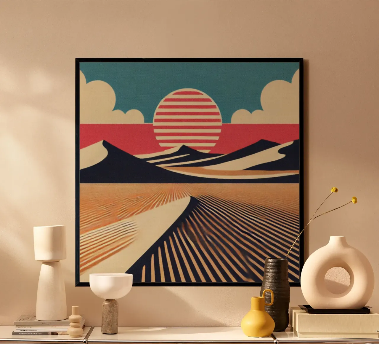 Tramonto nel deserto - Stampa poster d'epoca poster con telaio in alluminio da posterprints-by-nomad