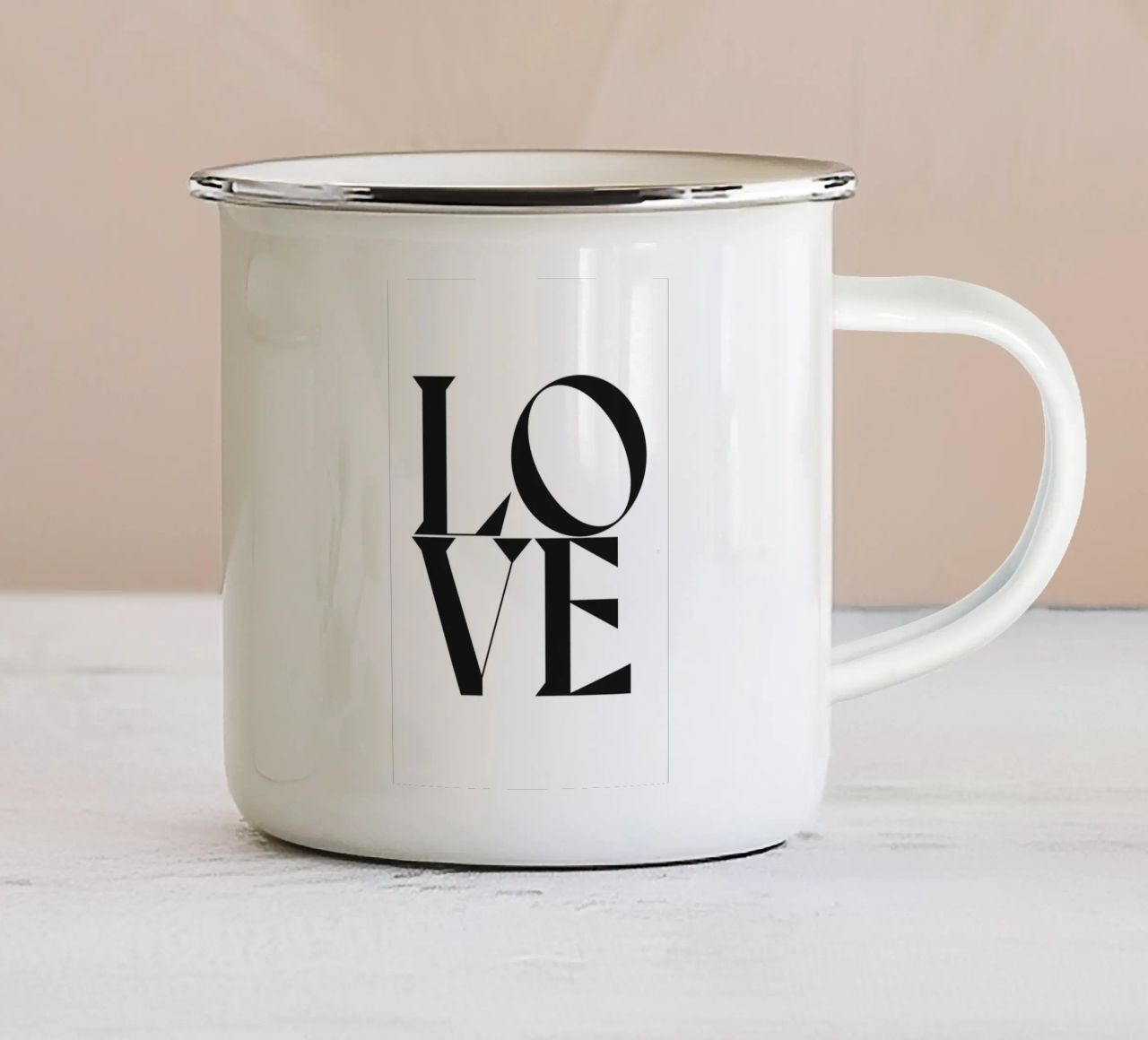 L O V E tazza in smalto da n.4