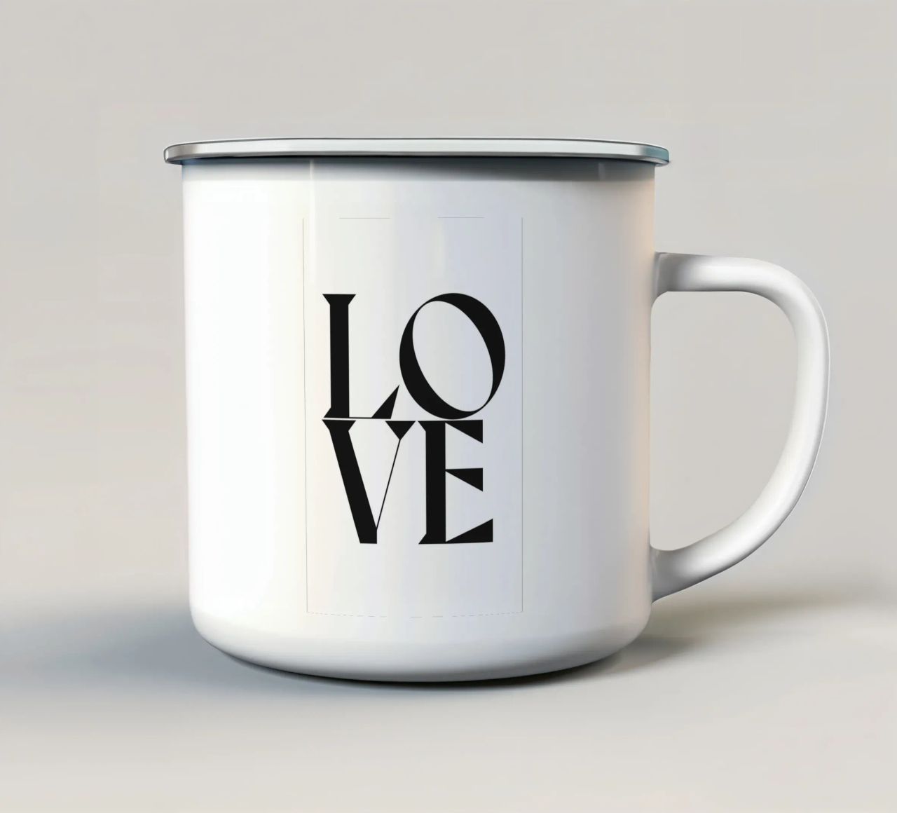 L O V E tazza in smalto da n.4