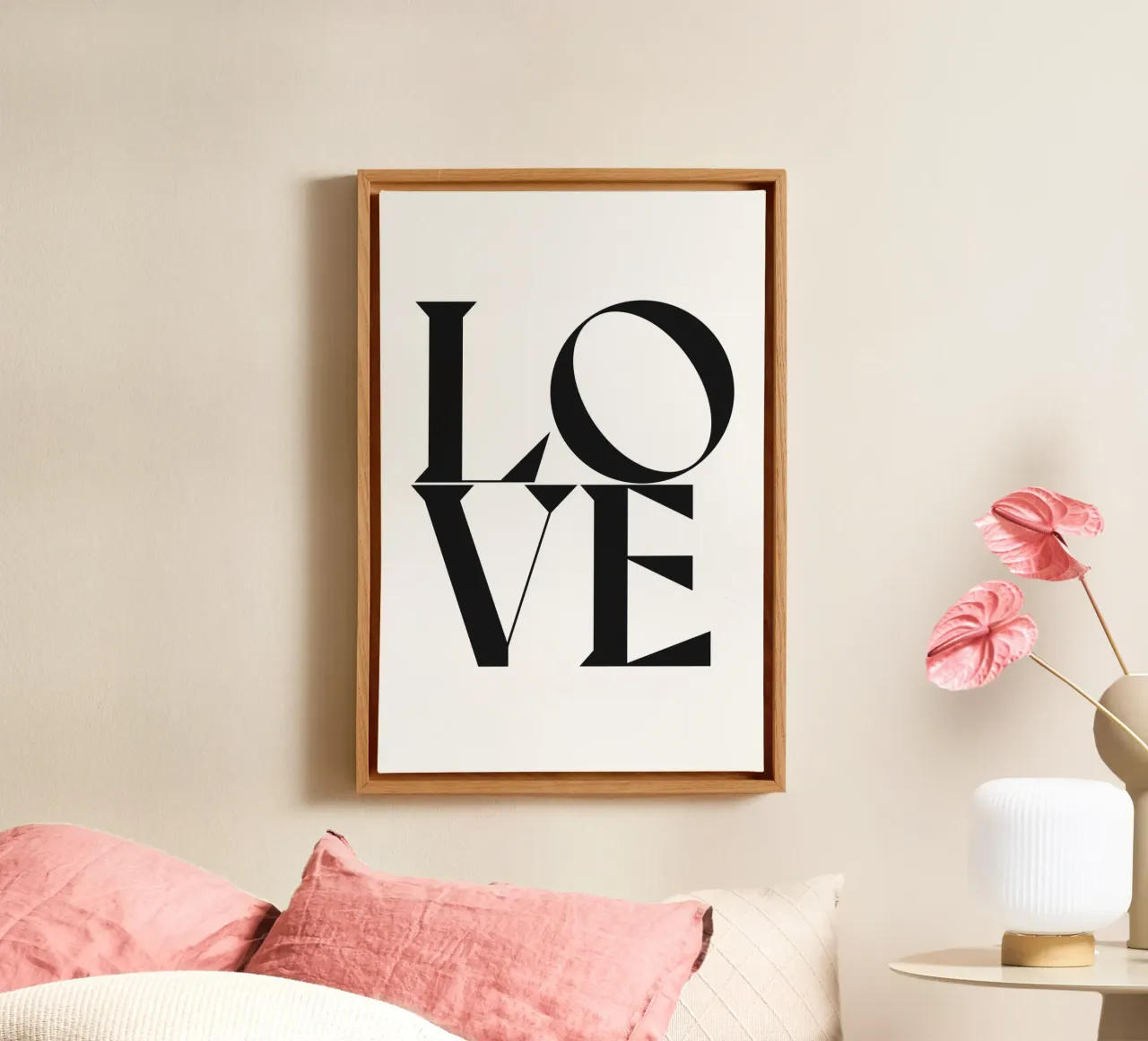 L O V E tela con Cornice a cassetta da n.4