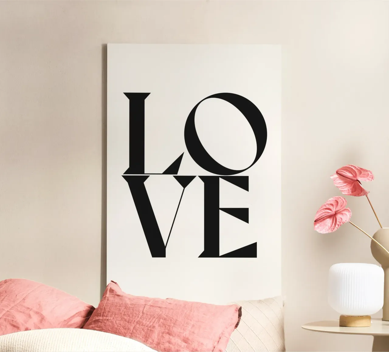 L O V E tela con Cornice a cassetta da n.4