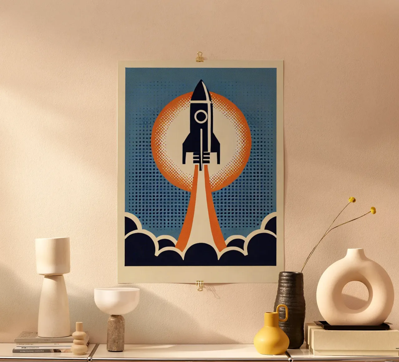 Rocket - Stampa di poster d'epoca poster con telaio in alluminio da posterprints-by-nomad
