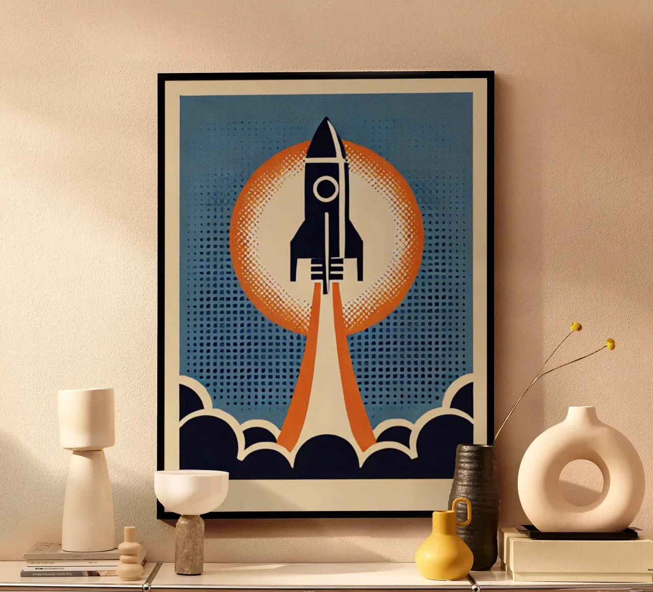 Rocket - Stampa di poster d'epoca poster con telaio in alluminio da posterprints-by-nomad