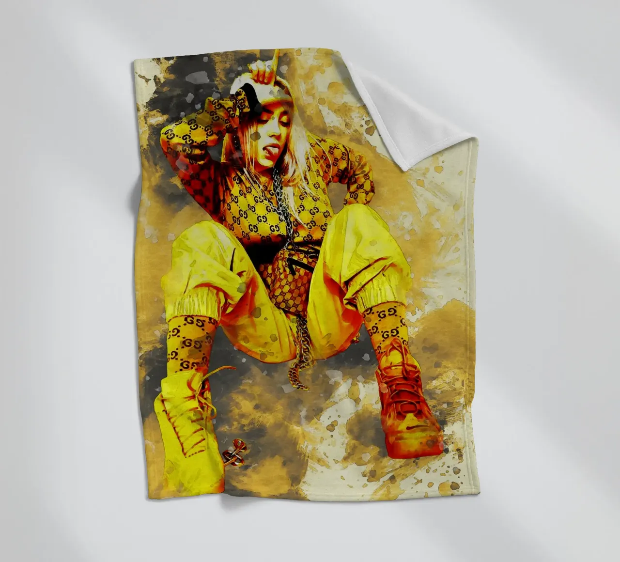 Smudge of Billie Eilish fleece blanket by Gunawan Rb
