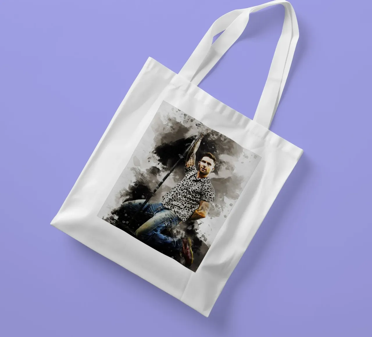 Macchia di ritratto Adam Levine borsa in juta da Gunawan Rb