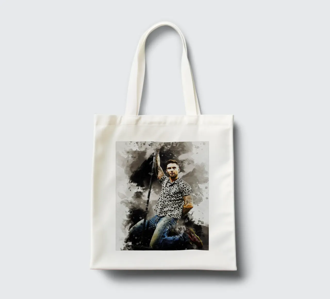 Macchia di ritratto Adam Levine borsa in juta da Gunawan Rb