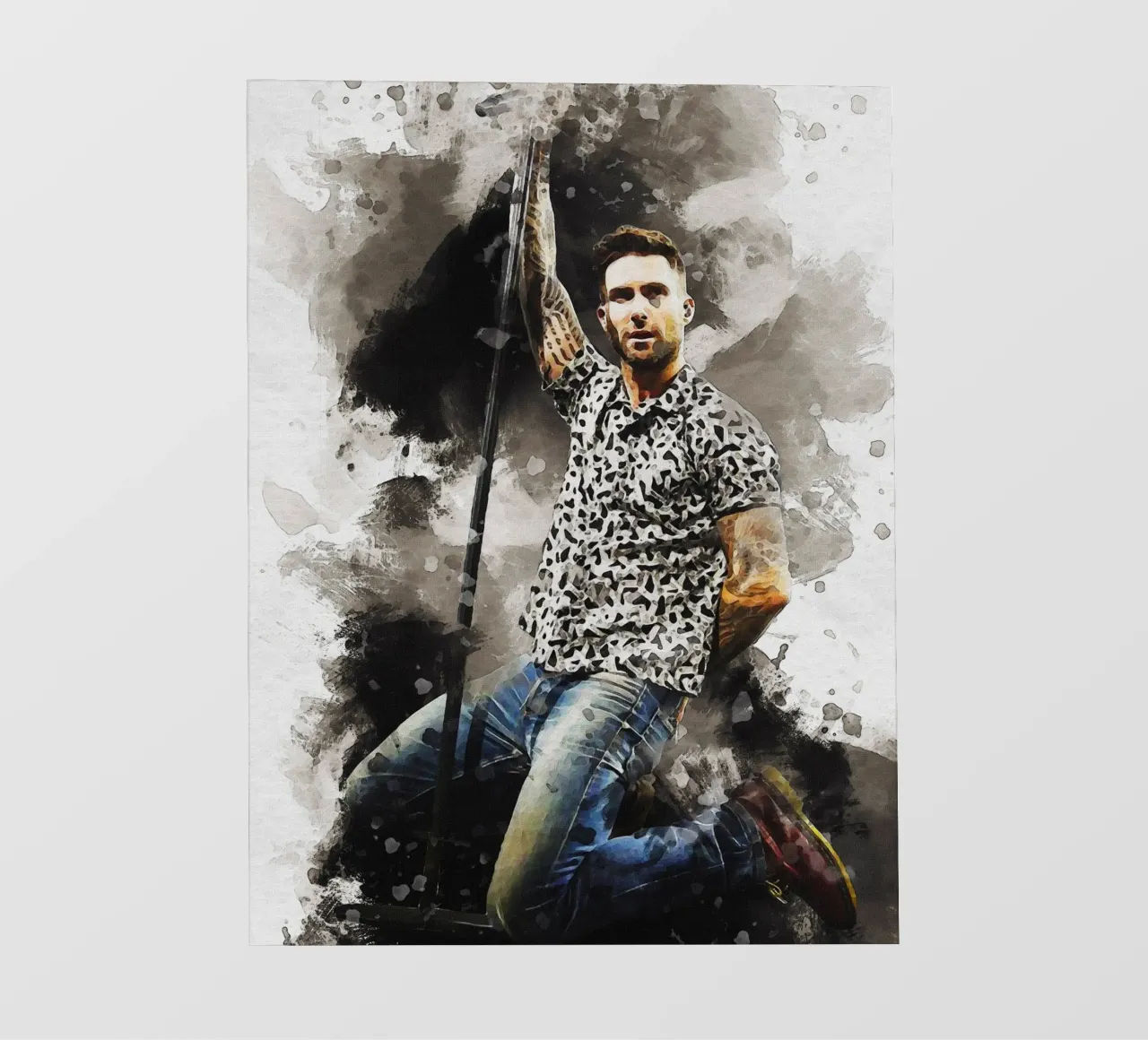 Macchia di ritratto Adam Levine telo in pvc da Gunawan Rb