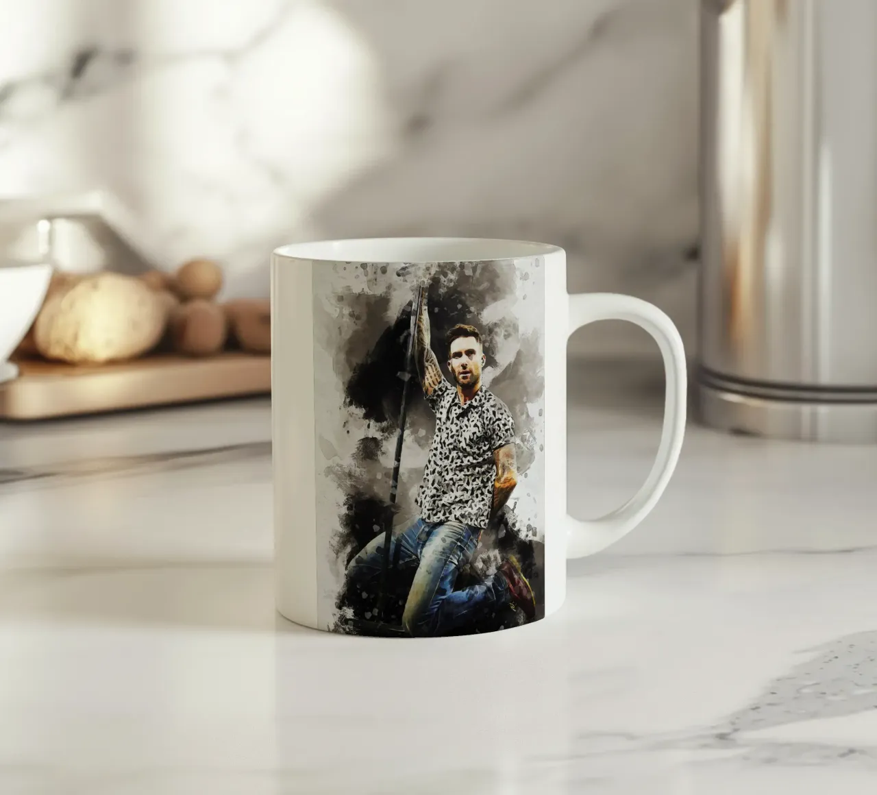 Macchia di ritratto Adam Levine tazza in ceramica da Gunawan Rb