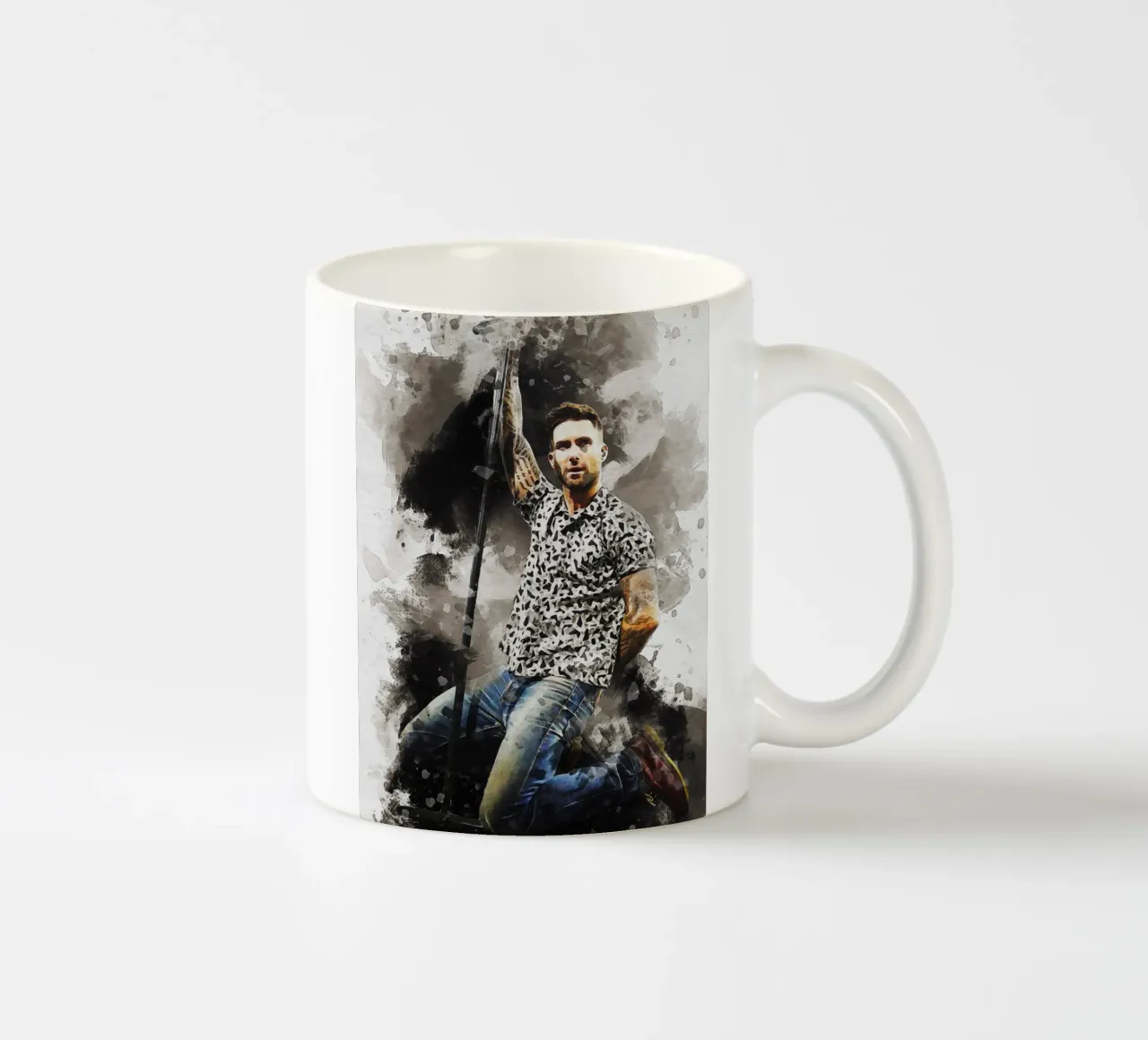 Macchia di ritratto Adam Levine tazza in ceramica da Gunawan Rb