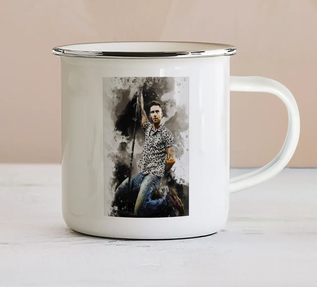 Portret Adam Levine emaille mok van Gunawan Rb