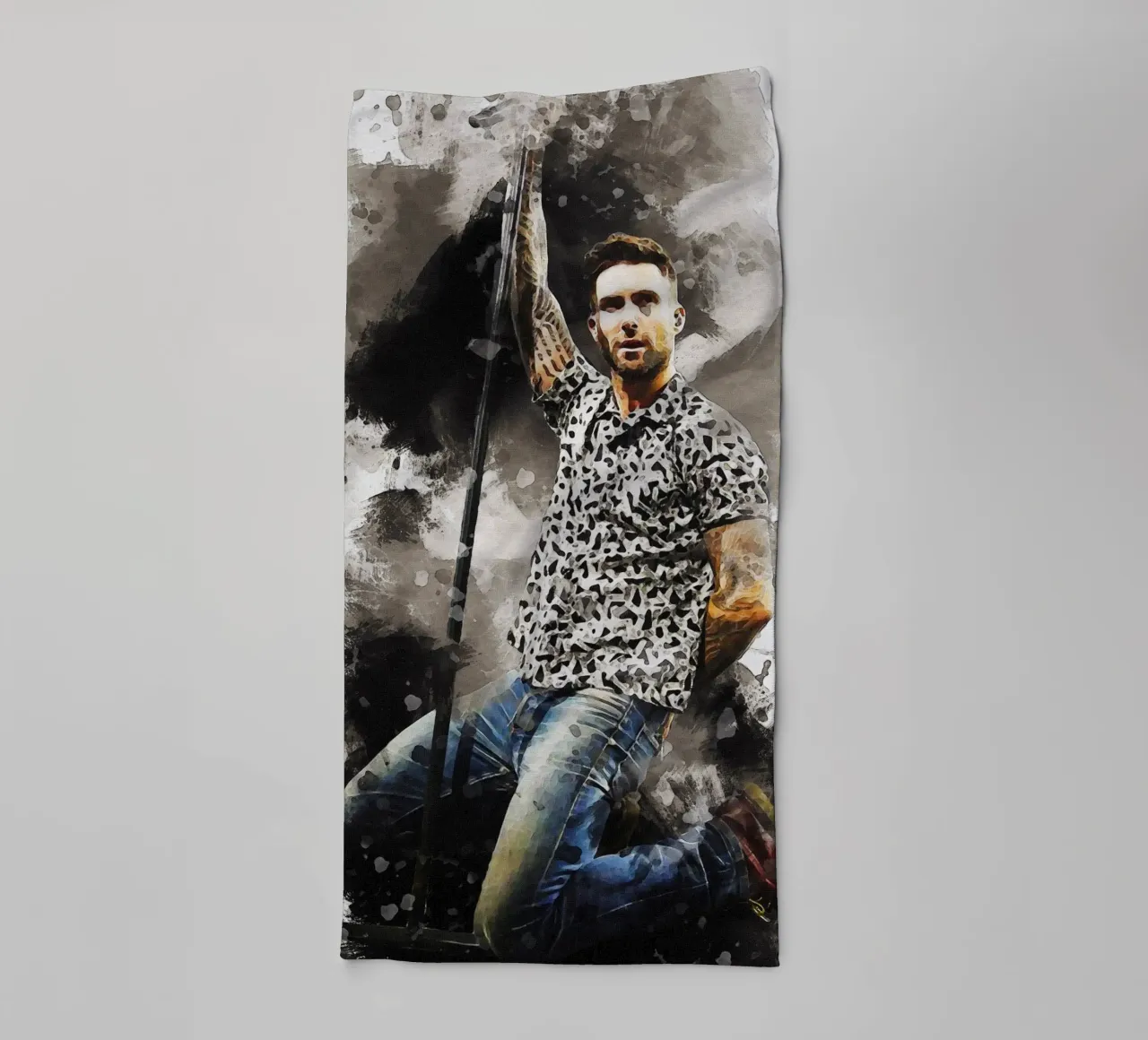 Macchia di ritratto Adam Levine asciugamano da bagno da Gunawan Rb