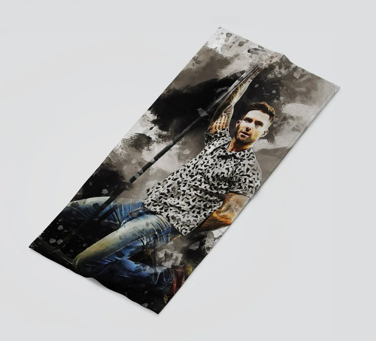 Macchia di ritratto Adam Levine telo mare da Gunawan Rb