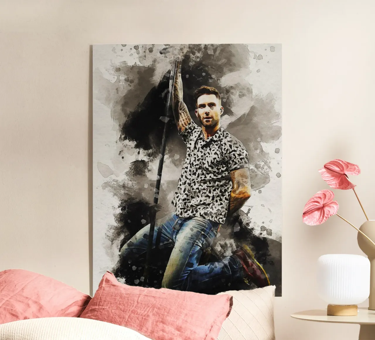 Macchia di ritratto Adam Levine plexiglass da Gunawan Rb
