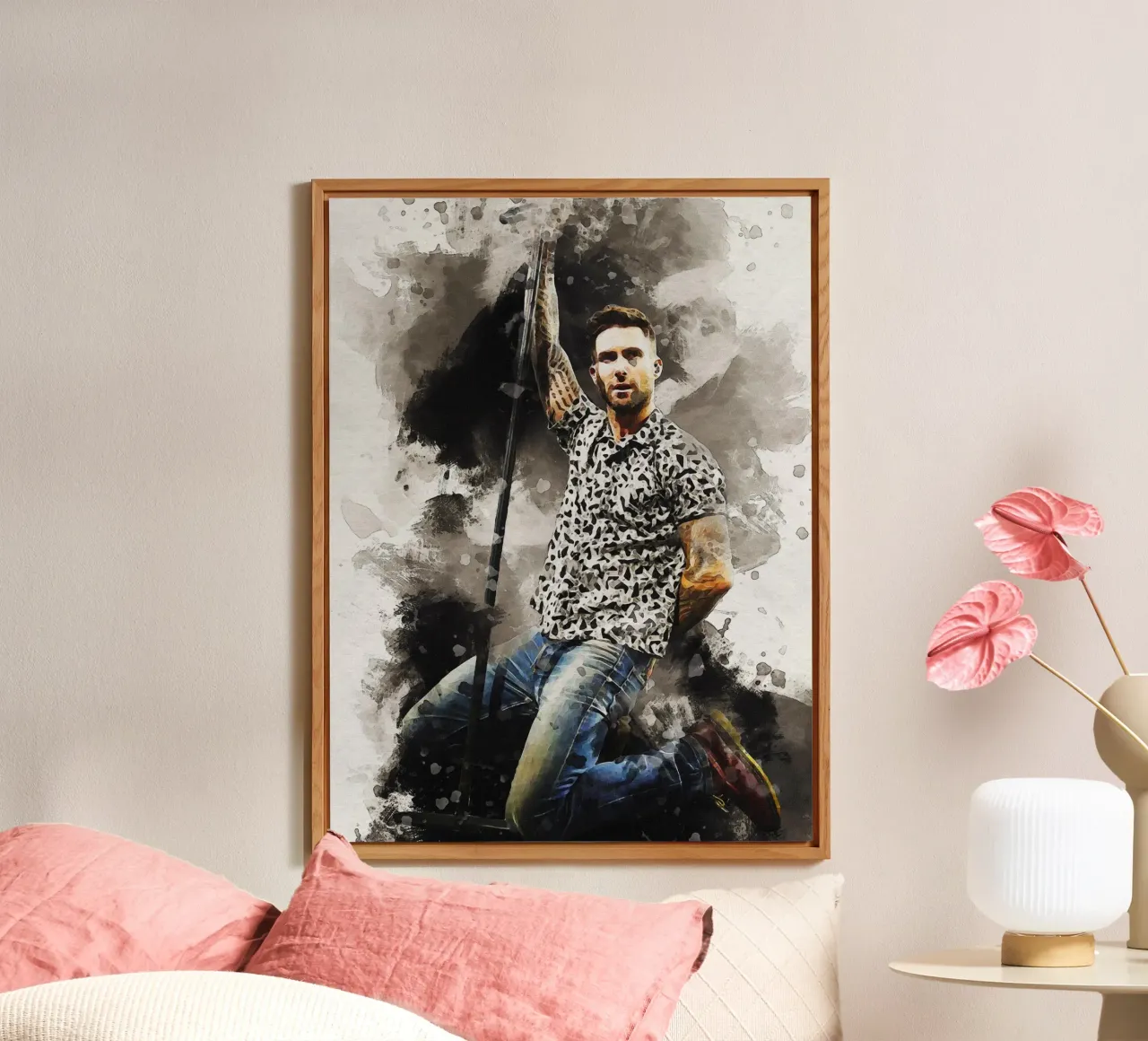 Macchia di ritratto Adam Levine alluminio dibond da Gunawan Rb