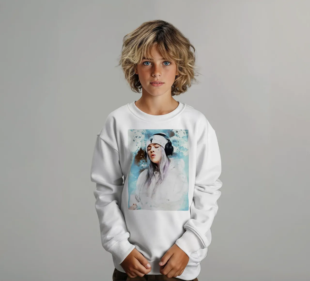 Smudge Ritratto Billie Eilish felpa bambino da Gunawan Rb
