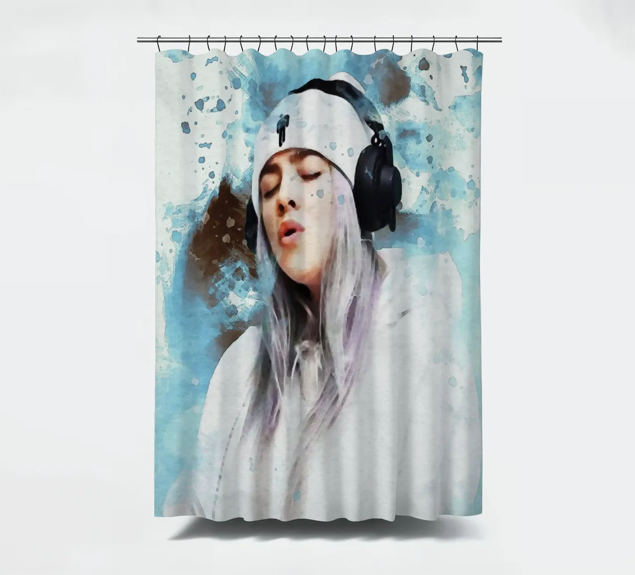 Smudge Porträt Billie Eilish Duschvorhang von Gunawan Rb