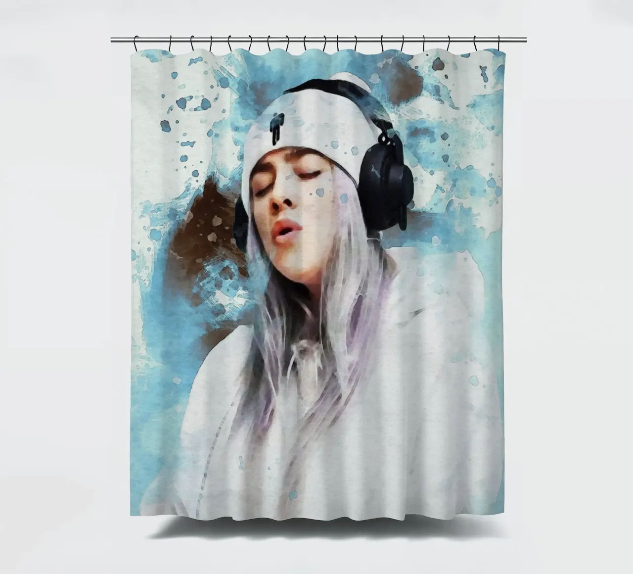 Smudge Porträt Billie Eilish Duschvorhang von Gunawan Rb