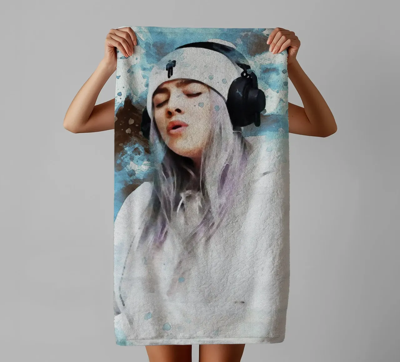 Smudge Ritratto Billie Eilish asciugamano da bagno da Gunawan Rb