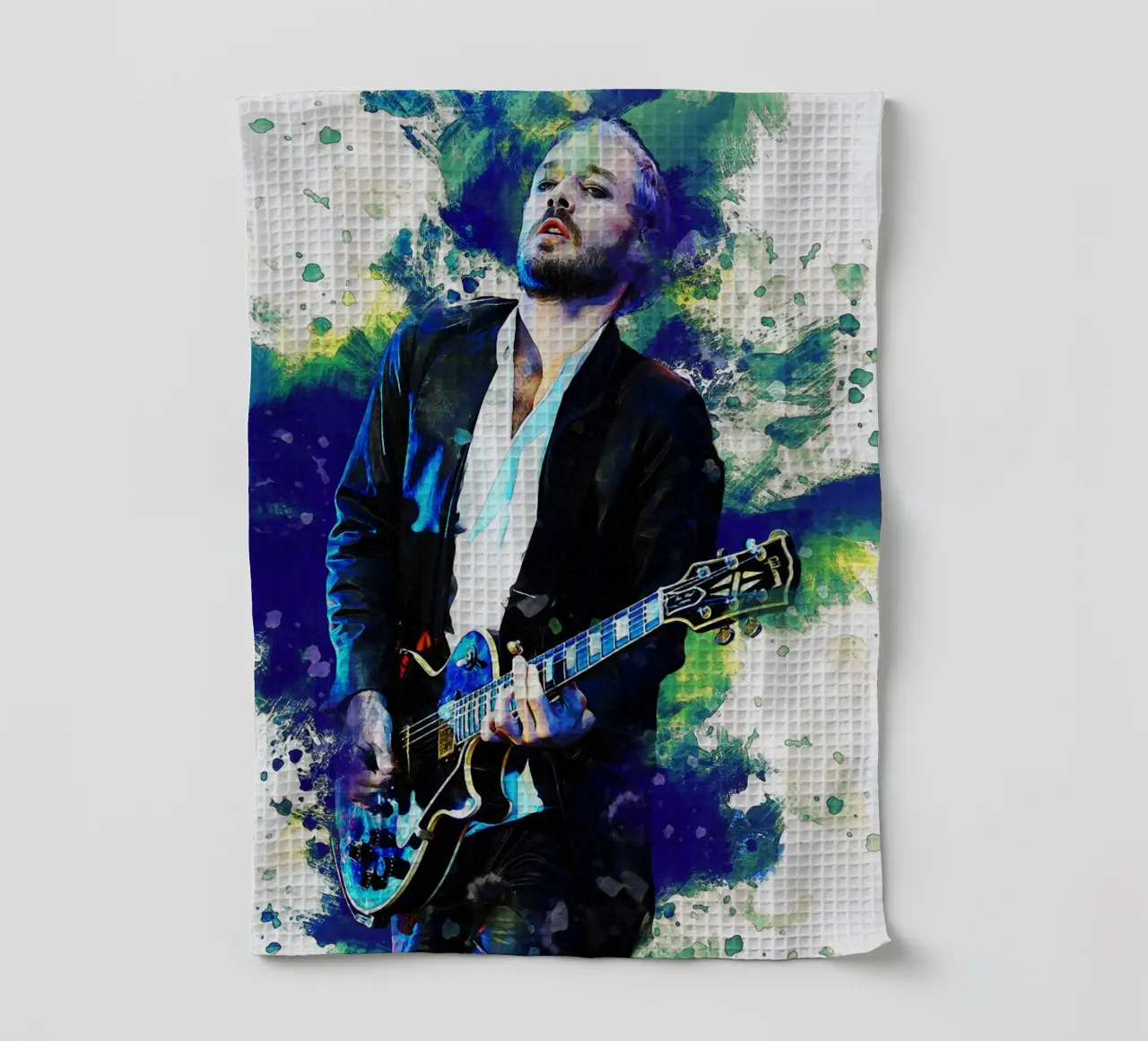 Smudge Portrait Daniel Johns tea towel by Gunawan Rb