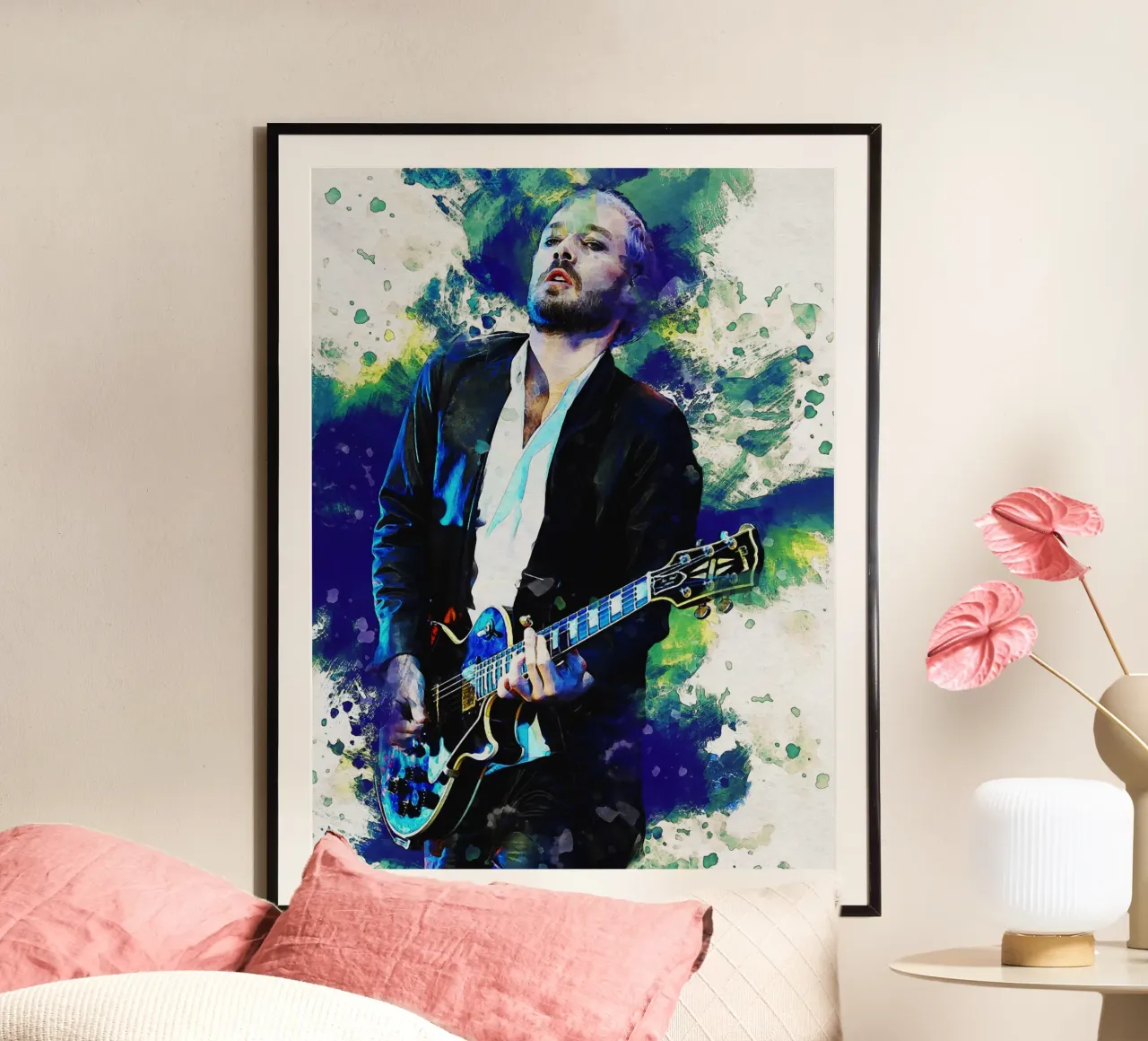 Smudge Porträt Daniel Johns Poster mit Kunststoffrahmen von Gunawan Rb