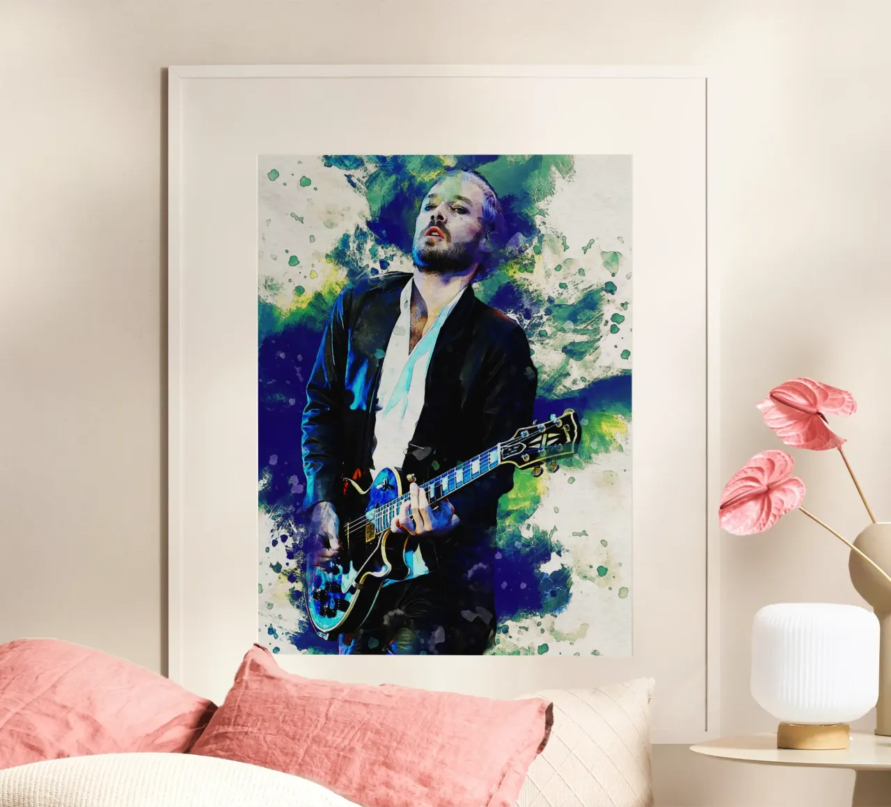 Smudge Porträt Daniel Johns Poster mit Kunststoffrahmen von Gunawan Rb