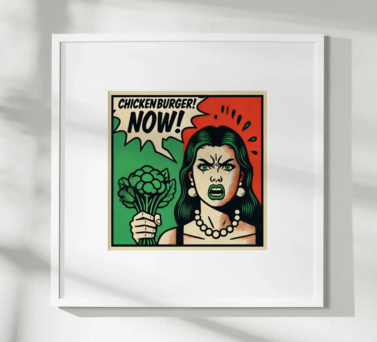 Chickenburger! NU! - Vintage posterafdruk poster met houten frame van posterprints-by-nomad
