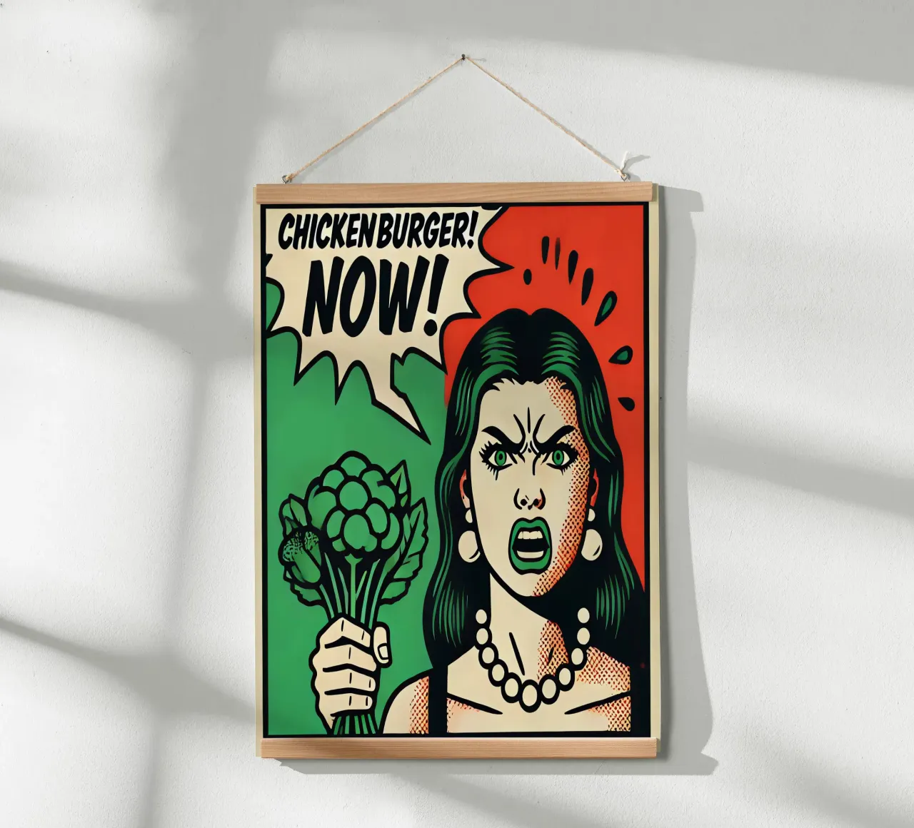 Chickenburger! NU! - Vintage posterafdruk poster met houten frame van posterprints-by-nomad