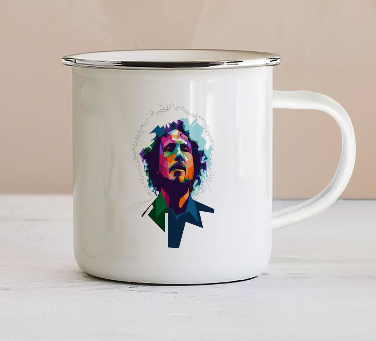 Zack de la Rocha WPAP fanart emaille mok van Alkahfsmart