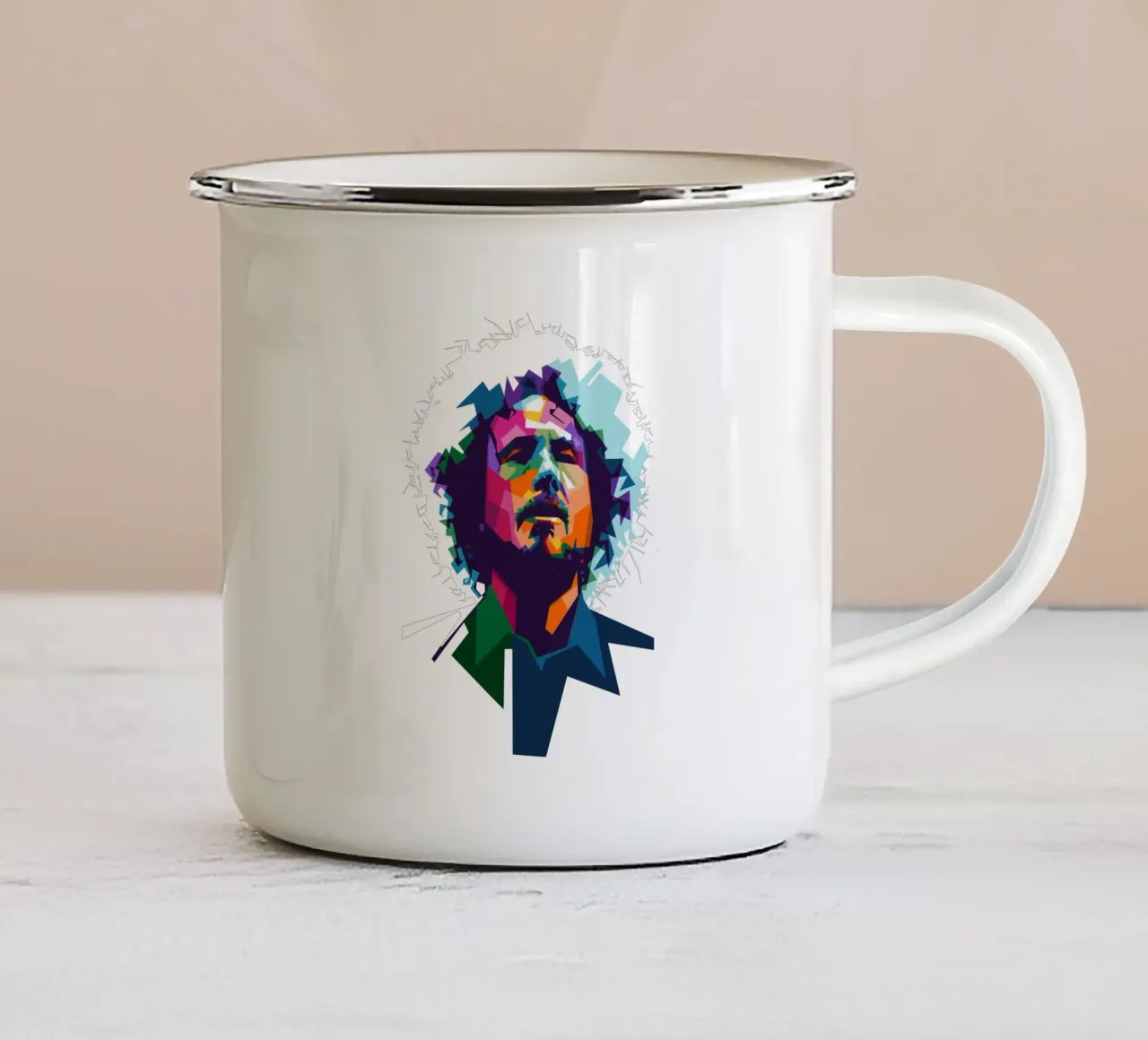 Zack de la Rocha WPAP fanart emaille mok van Alkahfsmart