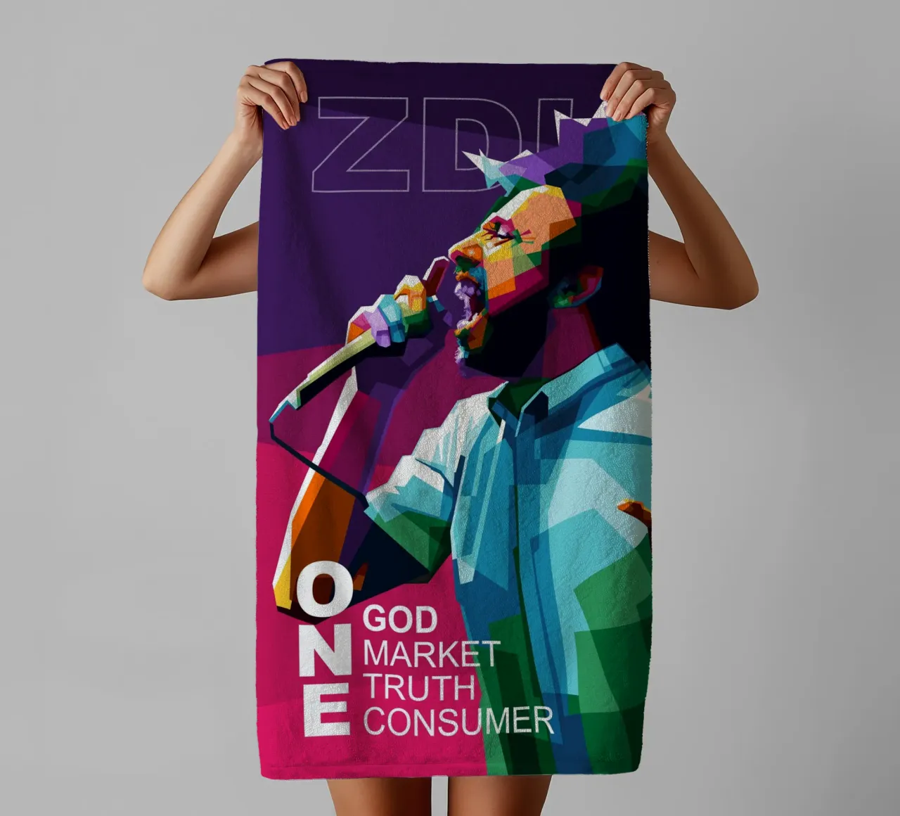 UN SEUL DIEU, UN SEUL MARCHÉ, UNE SEULE VÉRITÉ, UN SEUL CONSOMMATEUR. serviette de bain de Alkahfsmart