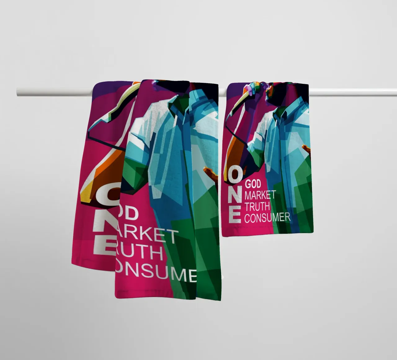 UN SEUL DIEU, UN SEUL MARCHÉ, UNE SEULE VÉRITÉ, UN SEUL CONSOMMATEUR. serviette de bain de Alkahfsmart