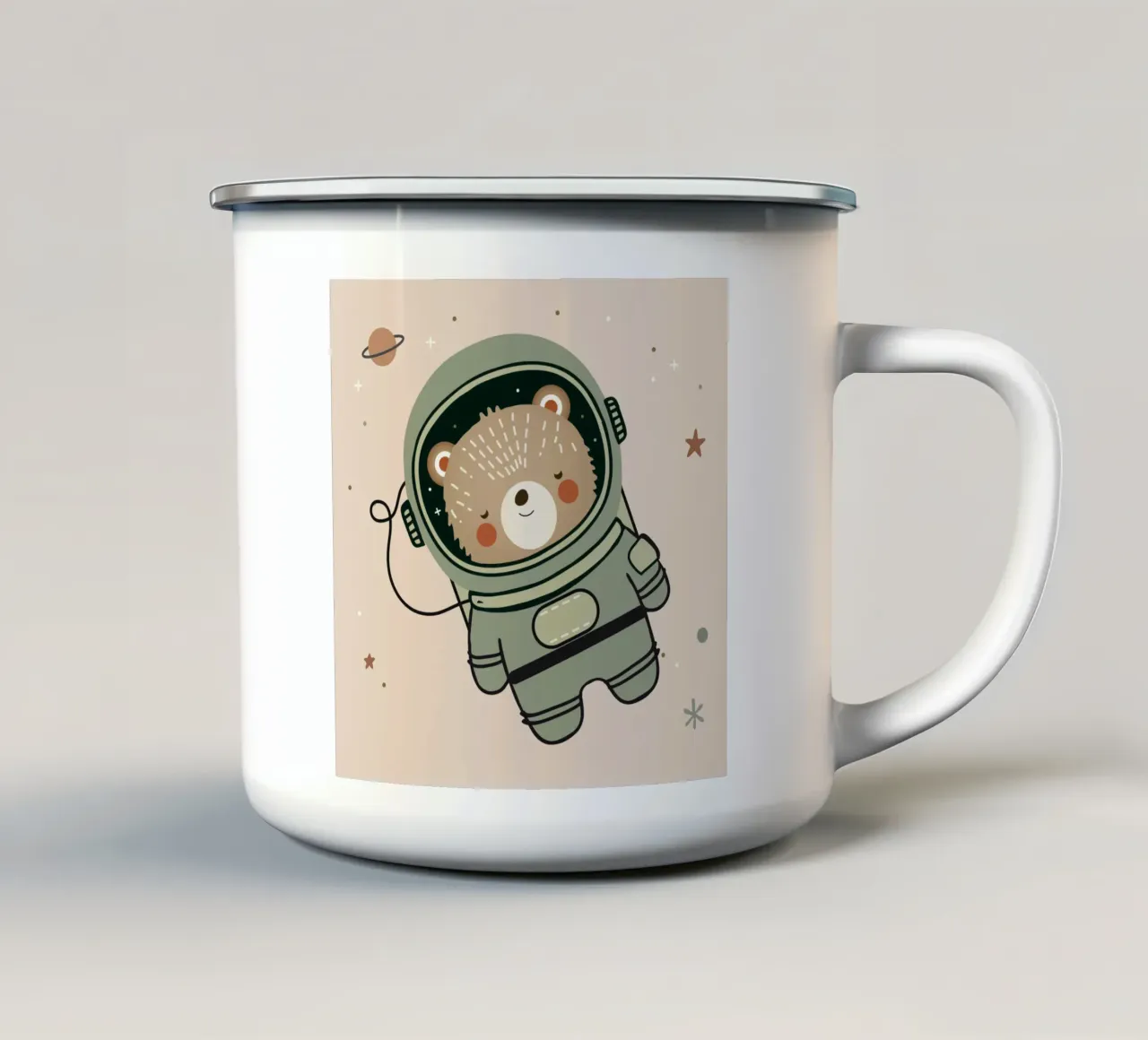 Piccolo orso astronauta - Illustrazione spaziale carina tazza in smalto da namosh