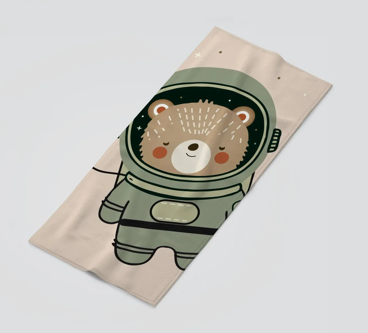 Piccolo orso astronauta - Illustrazione spaziale carina telo mare da namosh