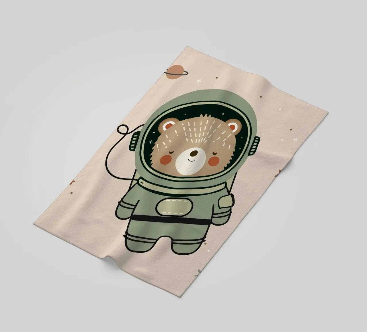Piccolo orso astronauta - Illustrazione spaziale carina telo mare da namosh