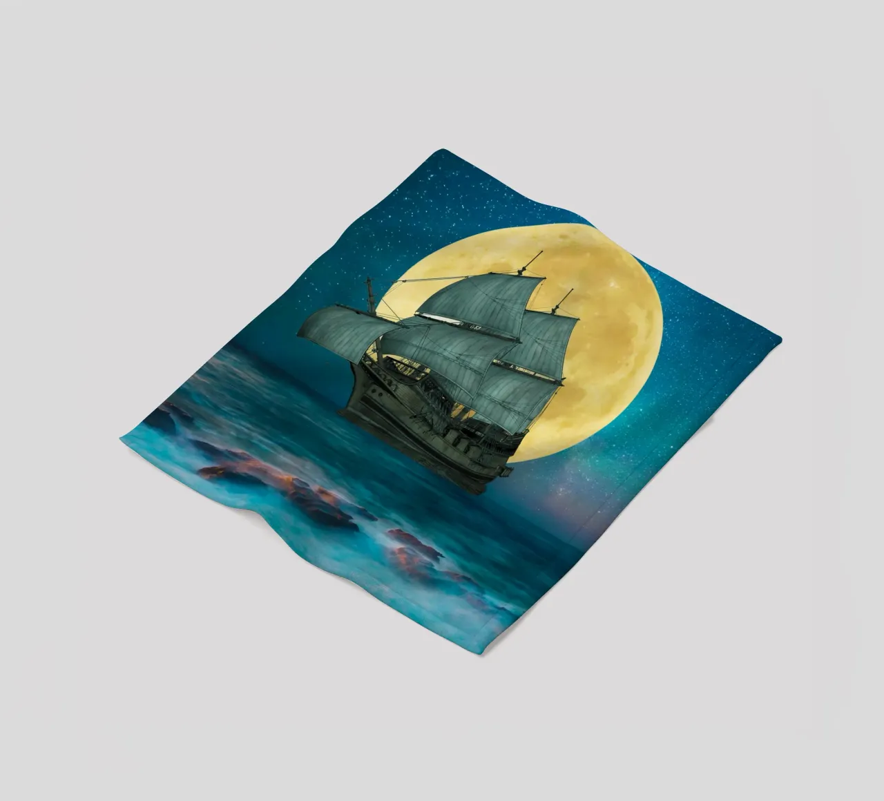 Sailing Under the Full Moon fleece blanket by Berwies Artwork