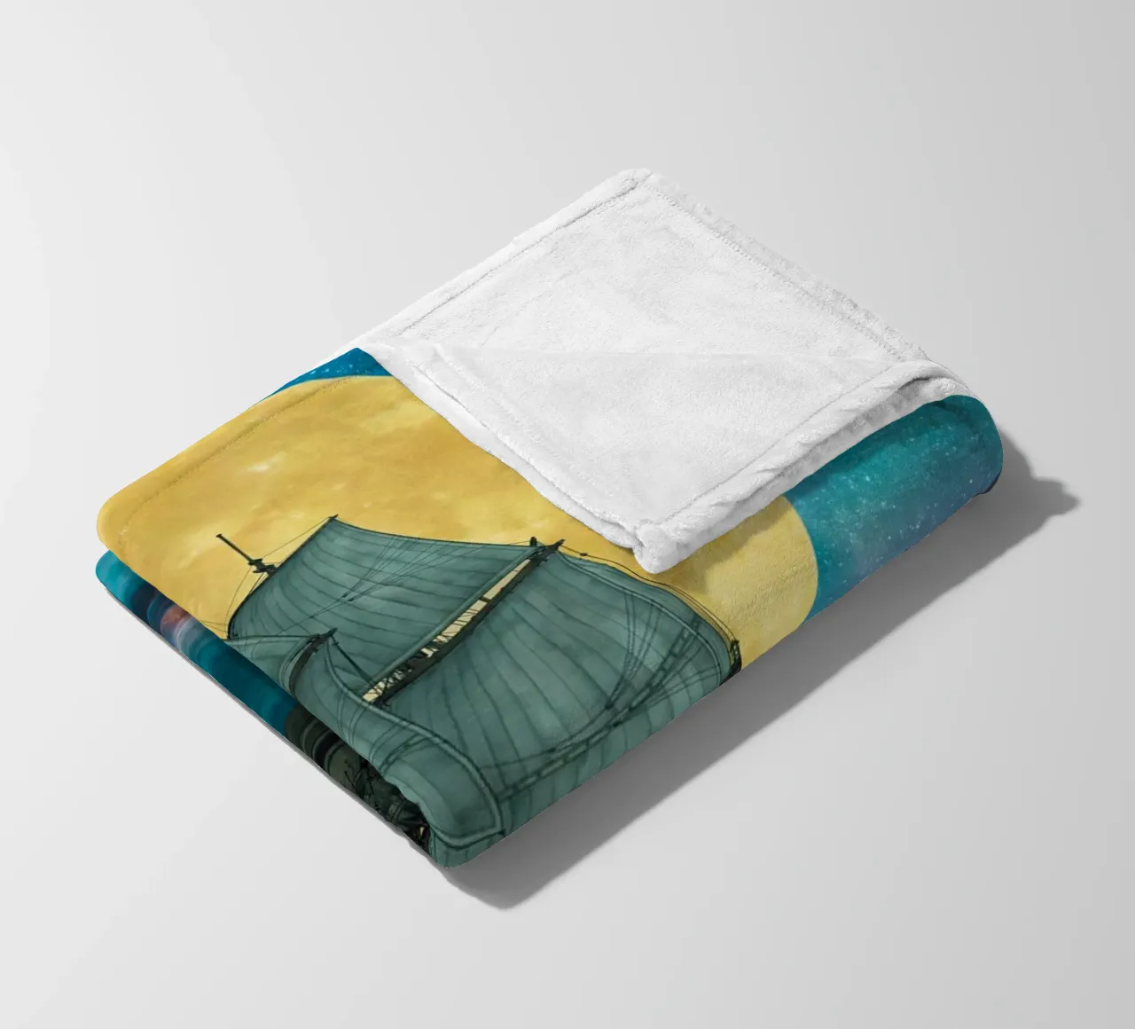 Sailing Under the Full Moon fleece blanket by Berwies Artwork