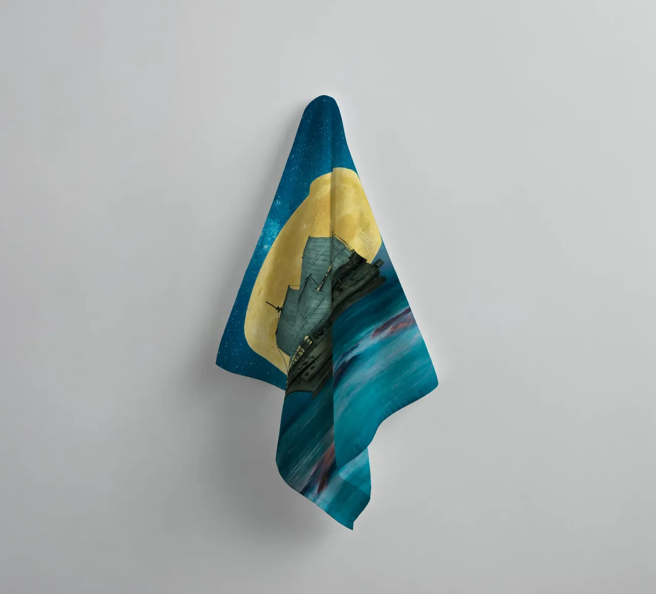 Sailing Under the Full Moon towel by Berwies Artwork