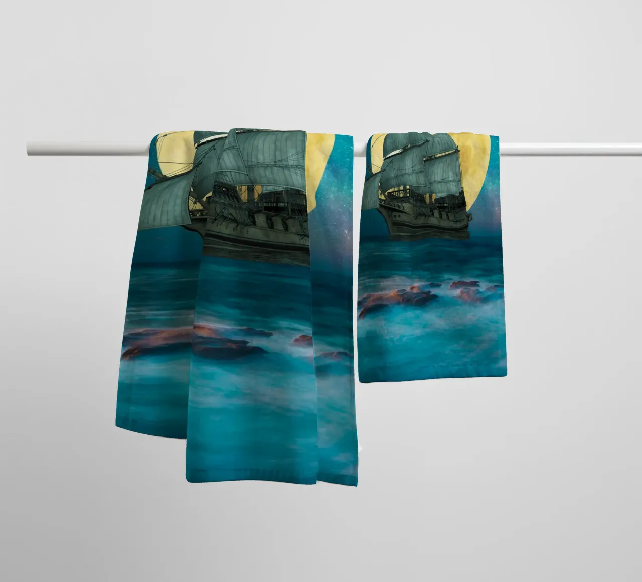 Sailing Under the Full Moon towel by Berwies Artwork