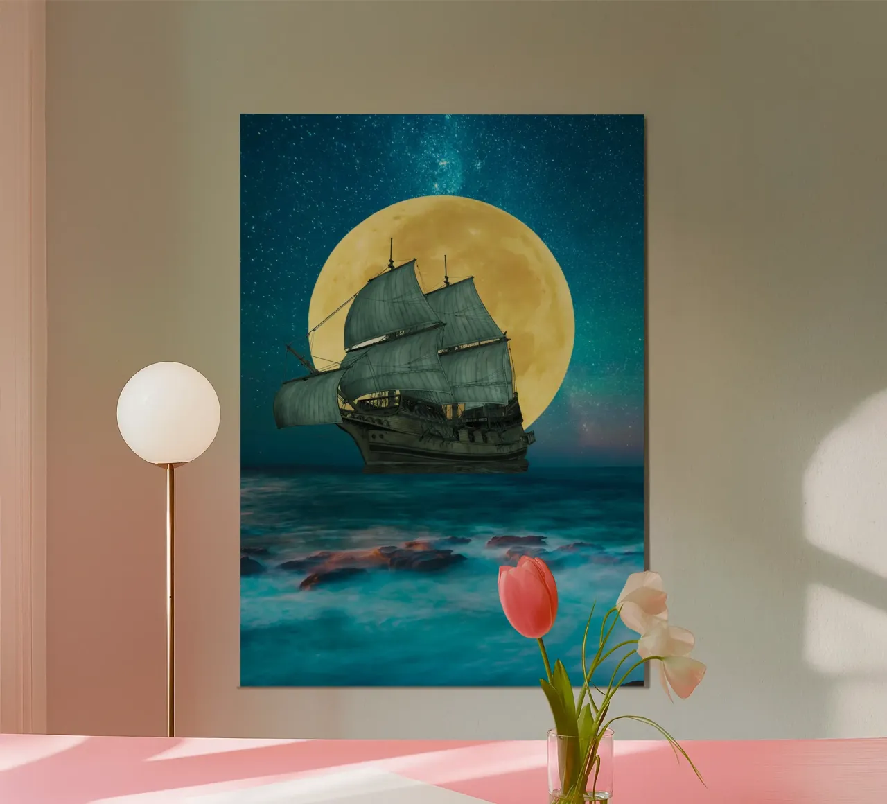 Navigare con la luna piena alluminio dibond da Berwies Artwork
