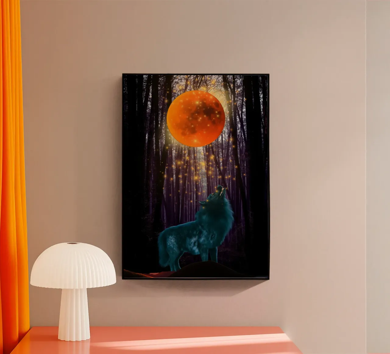 Wolf Howling at red Moon acrylic glass by Berwies Artwork
