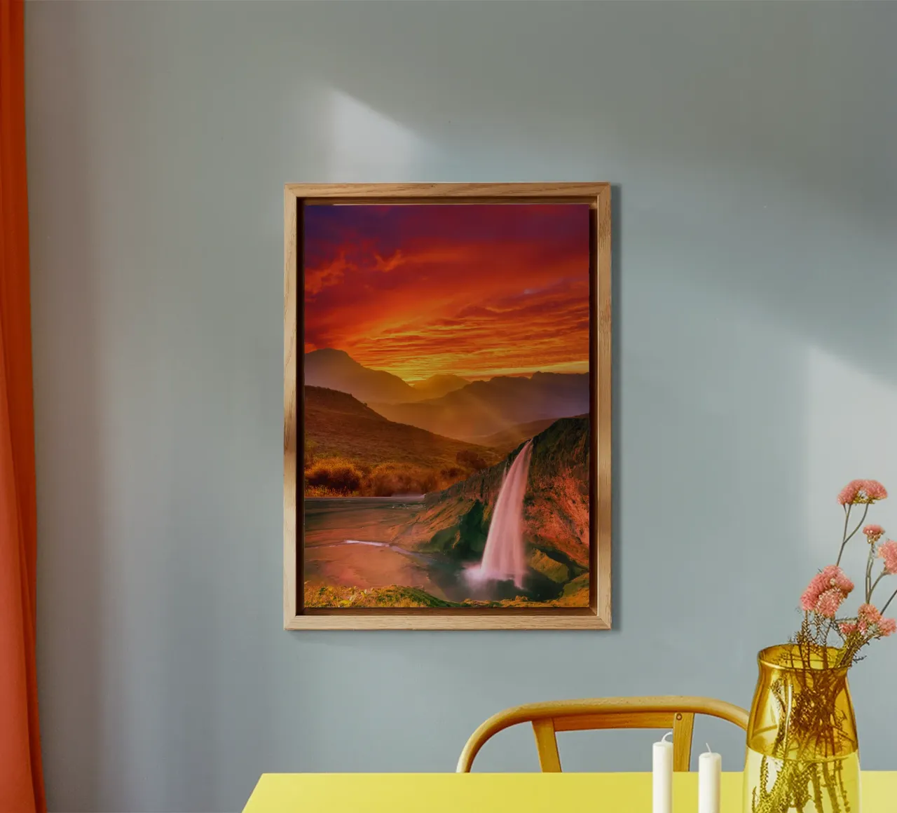 Waterfall Sunset Landscape forex plate by Berwies Artwork