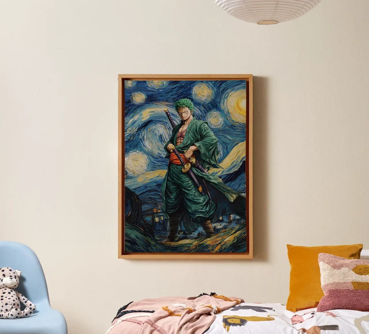 Roronoa Zoro One Piece Starry Night tela con Cornice a cassetta da CreativeStudio