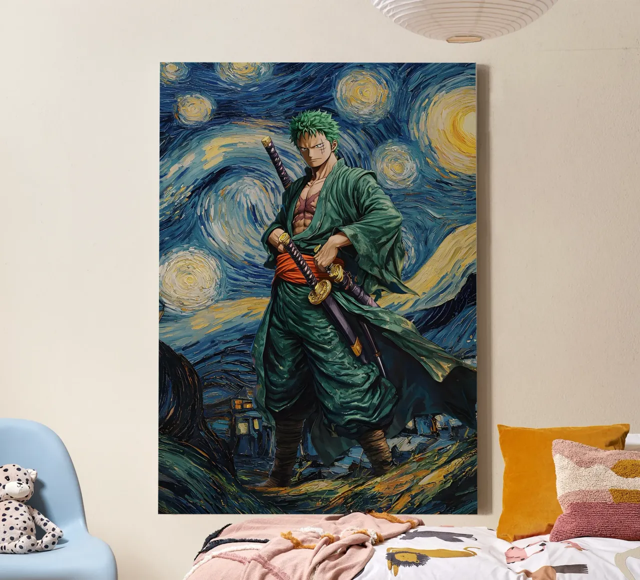 Roronoa Zoro One Piece Starry Night tela con Cornice a cassetta da CreativeStudio