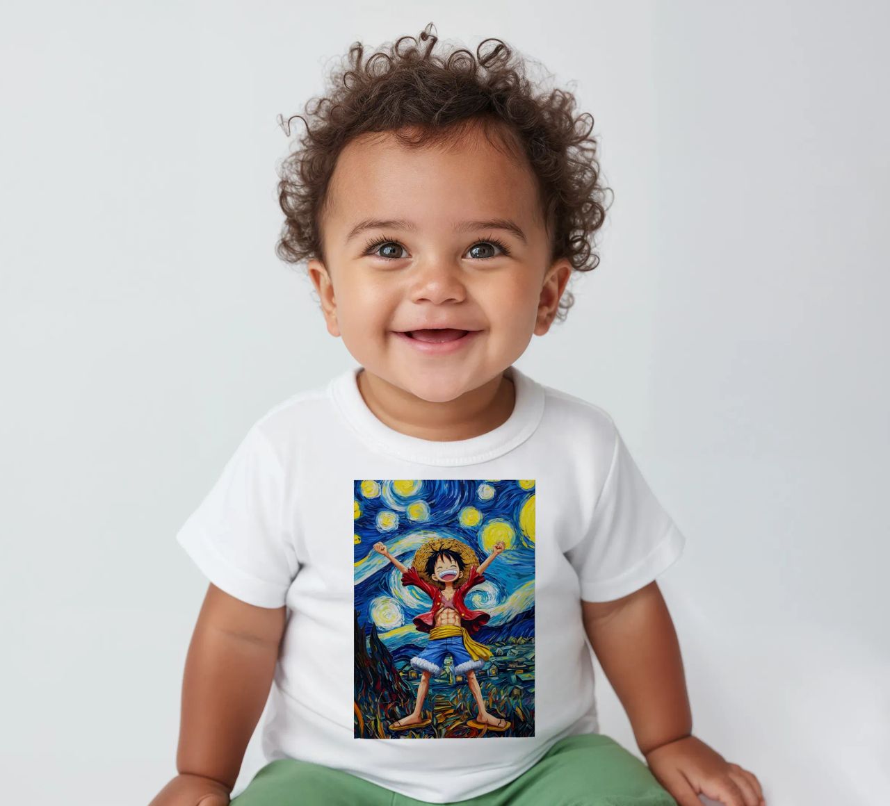 Monkey D. Luffy One Piece Starry Night baby t-shirt by CreativeStudio